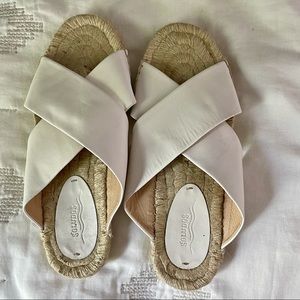 Soludos white leather espadrille slides sandals